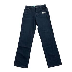 Lee Dark Wash High Rise Stretch Relaxed Fit Straight Leg Denim Jean Size 10 Long